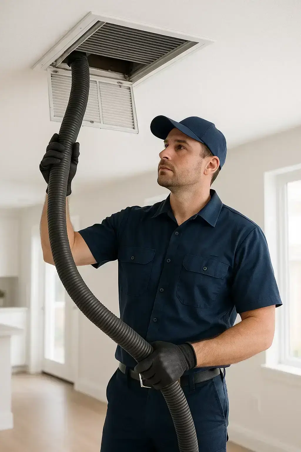 Clear Lake City TX Air Ducts Cleaning technician inspecting residential air vents